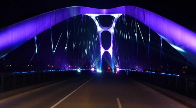 Luminale 2014: Osthafenbrücke, Frankfurt/M.